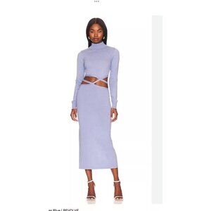 Atoir x Revolve Jed Dress sweater long sleeve‎ cut out waist blue slinky Size 6